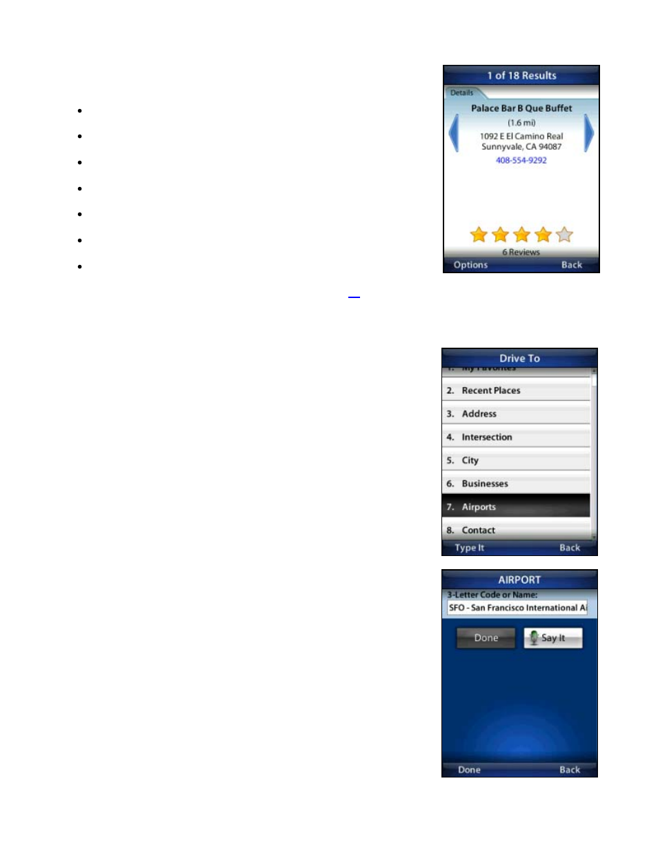 Airports | Telenav for T-Mobile Supported Devices: v5.76 for J2ME devices User Manual | Page 23 / 71