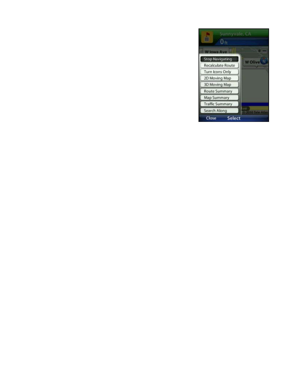 Navigation views | Telenav for T-Mobile Supported Devices: v5.76 for J2ME devices User Manual | Page 26 / 71