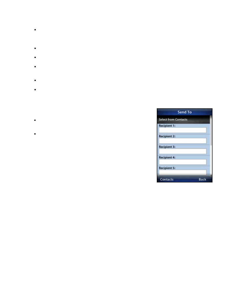 Select contact (send to) | Telenav for T-Mobile Supported Devices: v5.76 for J2ME devices User Manual | Page 45 / 71