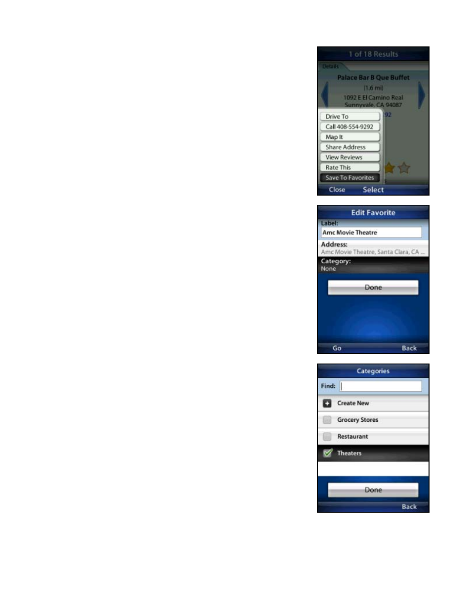 Add a new favorite, Add to category | Telenav for T-Mobile Supported Devices: v5.76 for J2ME devices User Manual | Page 48 / 71
