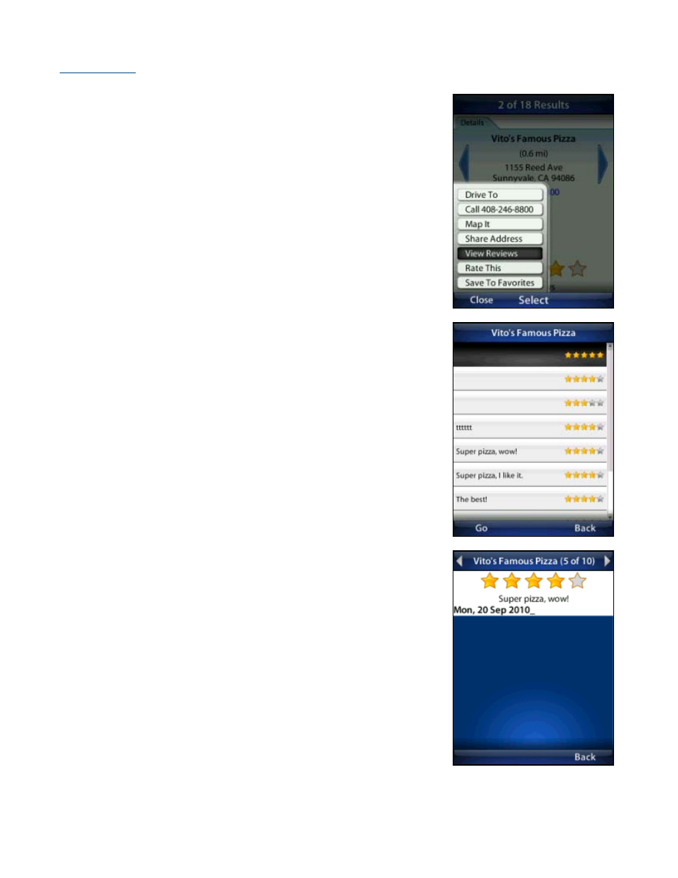 Read reviews | Telenav for T-Mobile Supported Devices: v5.76 for J2ME devices User Manual | Page 52 / 71