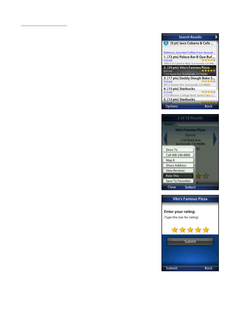 Submit your own rating | Telenav for T-Mobile Supported Devices: v5.76 for J2ME devices User Manual | Page 53 / 71