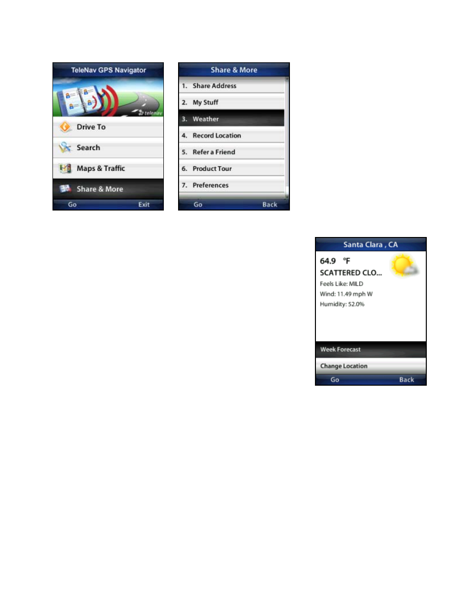 Weather | Telenav for T-Mobile Supported Devices: v5.76 for J2ME devices User Manual | Page 56 / 71