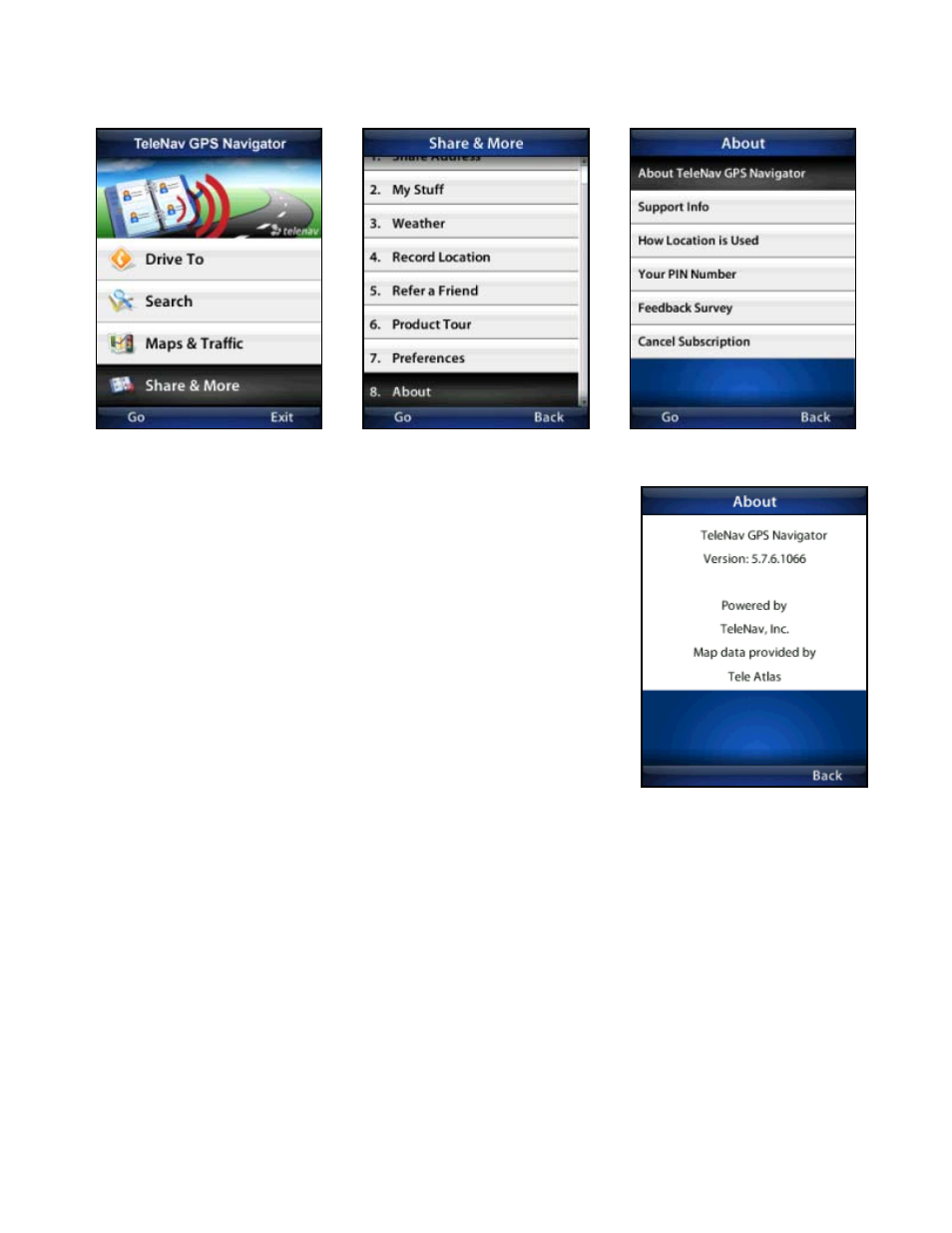 About, About telenav gps navigator | Telenav for T-Mobile Supported Devices: v5.76 for J2ME devices User Manual | Page 63 / 71