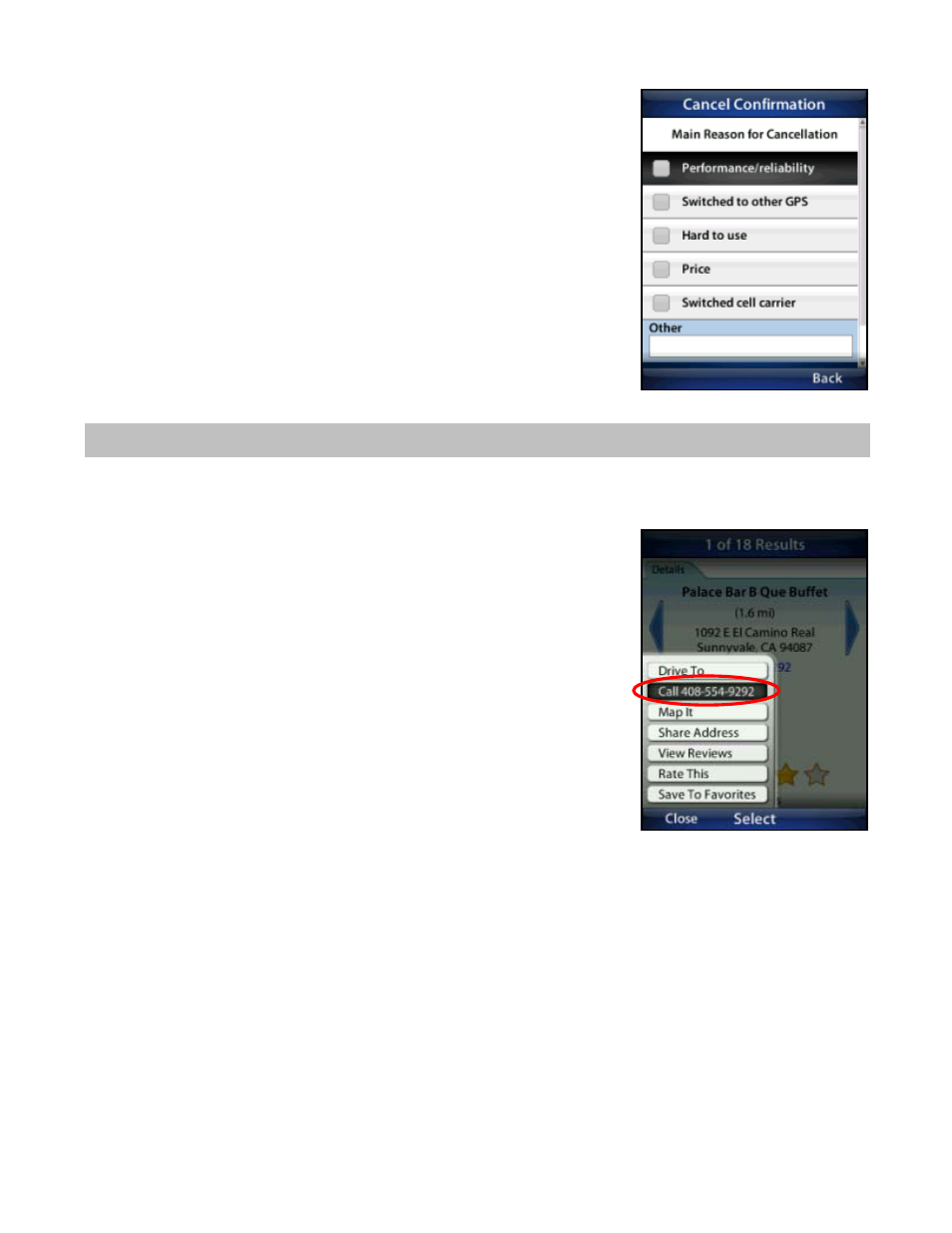 Cancel telenav gps navigator subscription, Phone calls, Making a phone call from telenav gps navigator | Taking an incoming call | Telenav for T-Mobile Supported Devices: v5.76 for J2ME devices User Manual | Page 65 / 71