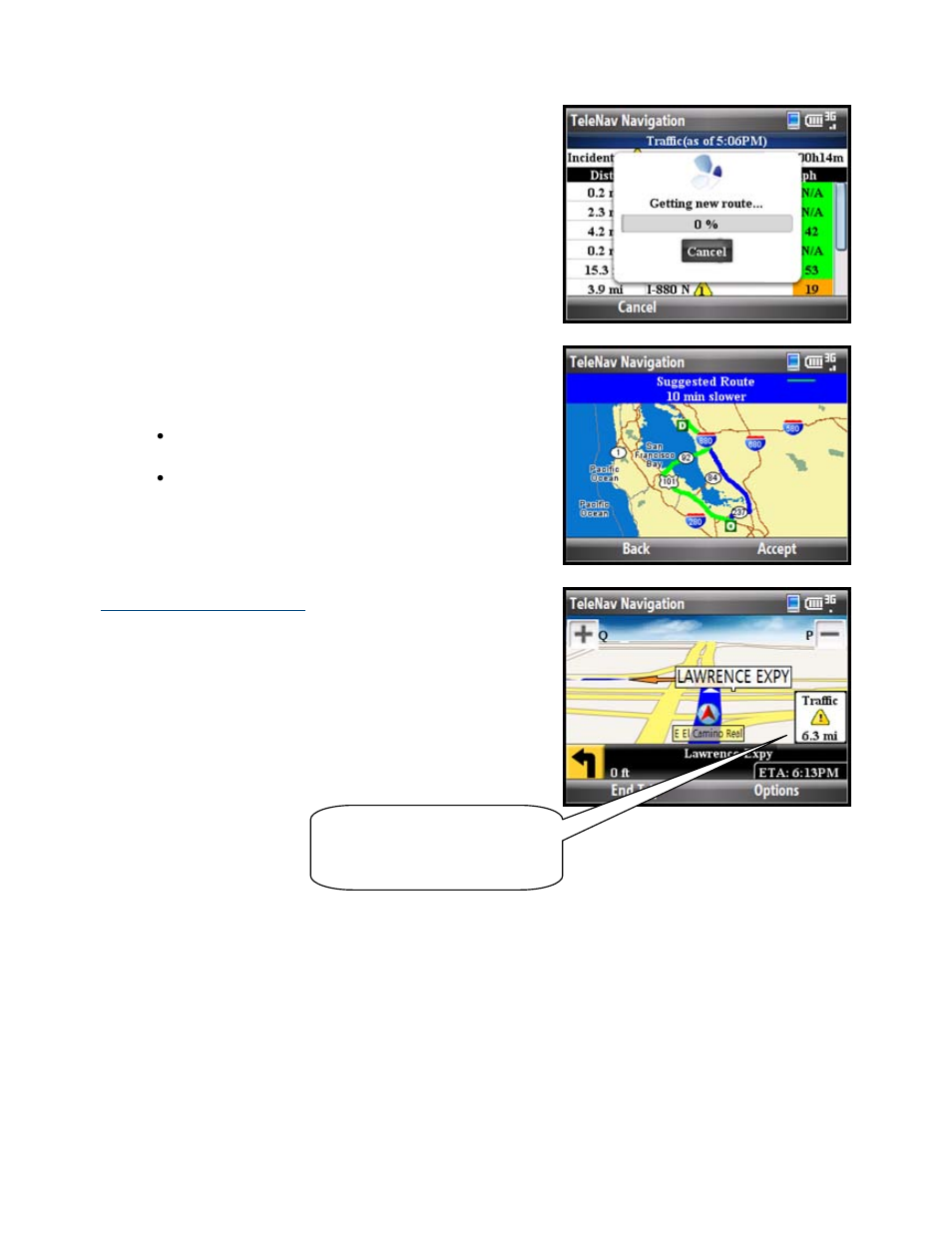 Avoid ahead (audio detour) | Telenav for T-Mobile Supported Devices: v5.5 for Windows Mobile HTC devices User Manual | Page 34 / 64