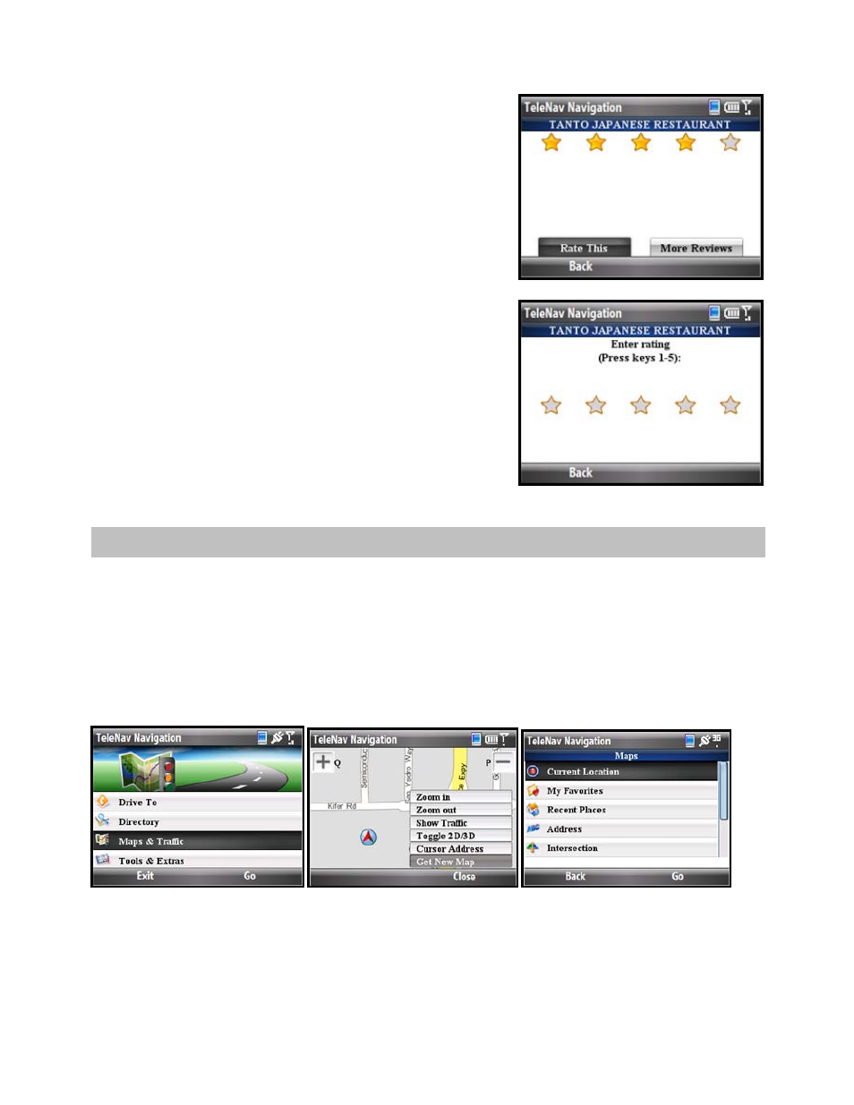Maps & traffic menu | Telenav for T-Mobile Supported Devices: v5.5 for Windows Mobile HTC devices User Manual | Page 43 / 64