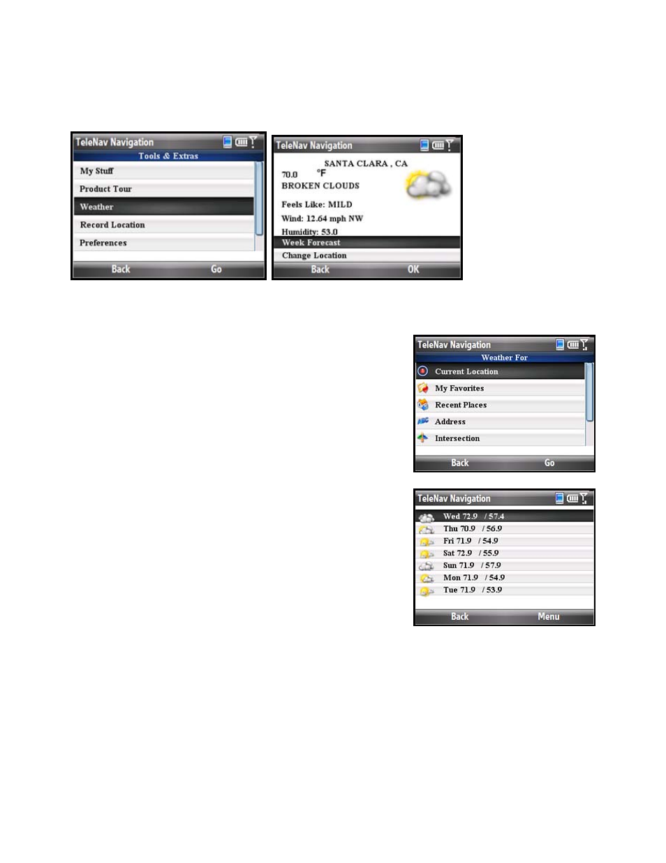 Weather | Telenav for T-Mobile Supported Devices: v5.5 for Windows Mobile HTC devices User Manual | Page 53 / 64