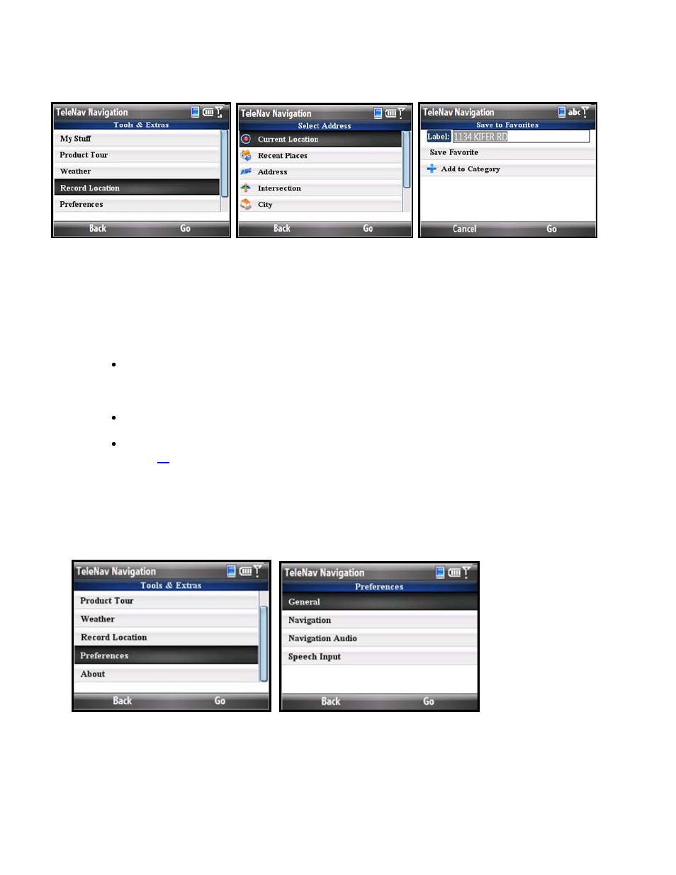 Record location, Preferences | Telenav for T-Mobile Supported Devices: v5.5 for Windows Mobile HTC devices User Manual | Page 54 / 64