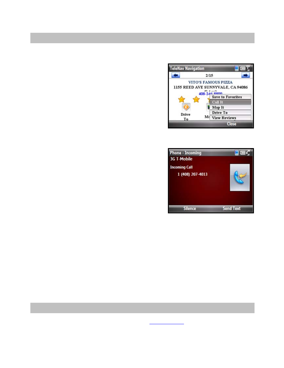 Suspending telenav gps navigator, Making a phone call from telenav gps navigator, Taking an incoming call | Interruption of other services, Changing your pin number | Telenav for T-Mobile Supported Devices: v5.5 for Windows Mobile HTC devices User Manual | Page 59 / 64