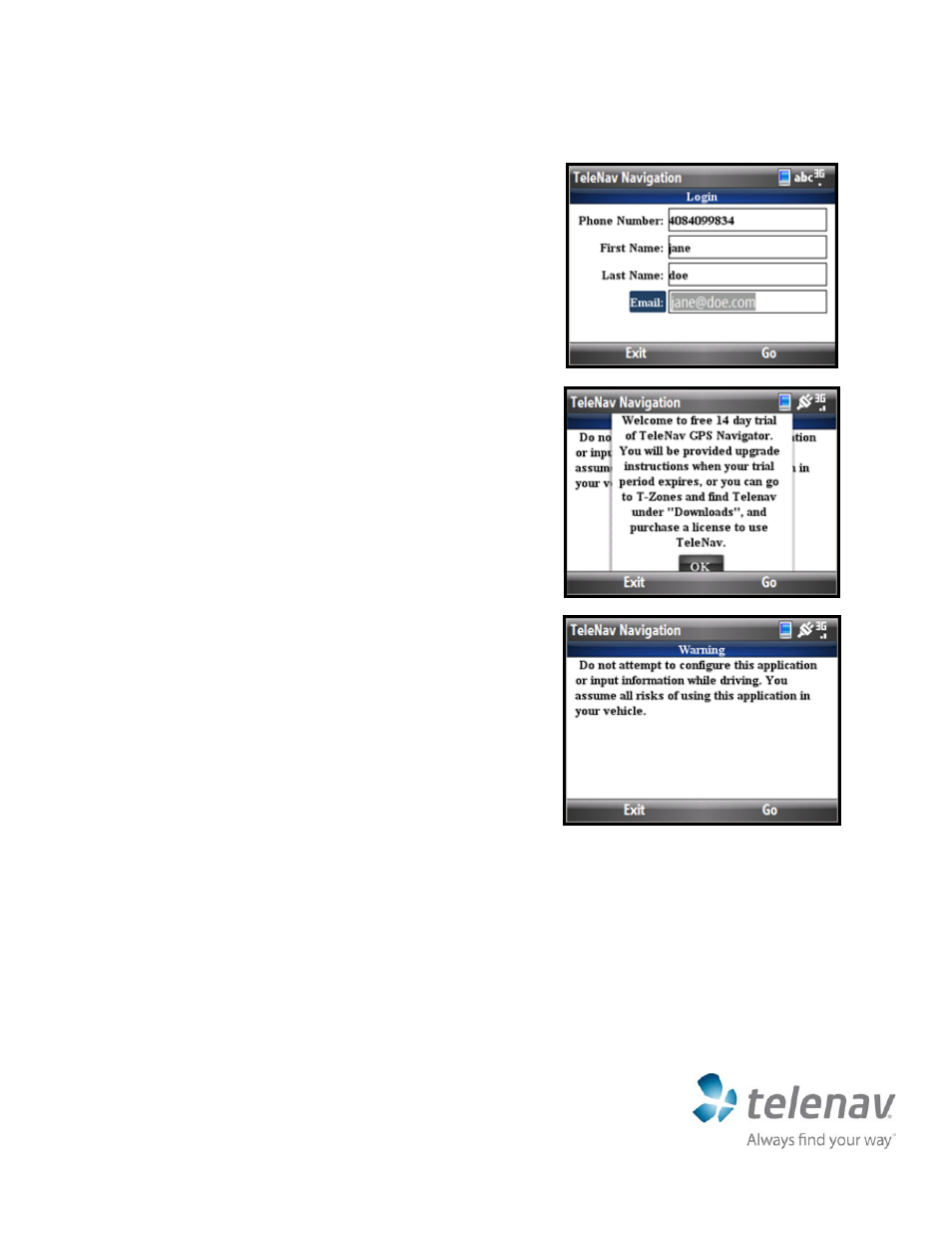Telenav for T-Mobile Supported Devices: v5.5 for Windows Mobile smartphones User Manual | Page 2 / 3