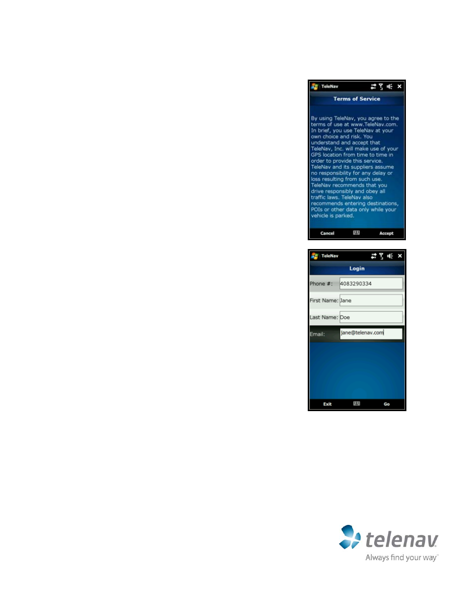 Telenav for T-Mobile Supported Devices: v5.5 for Windows Mobile professional User Manual | Page 2 / 4
