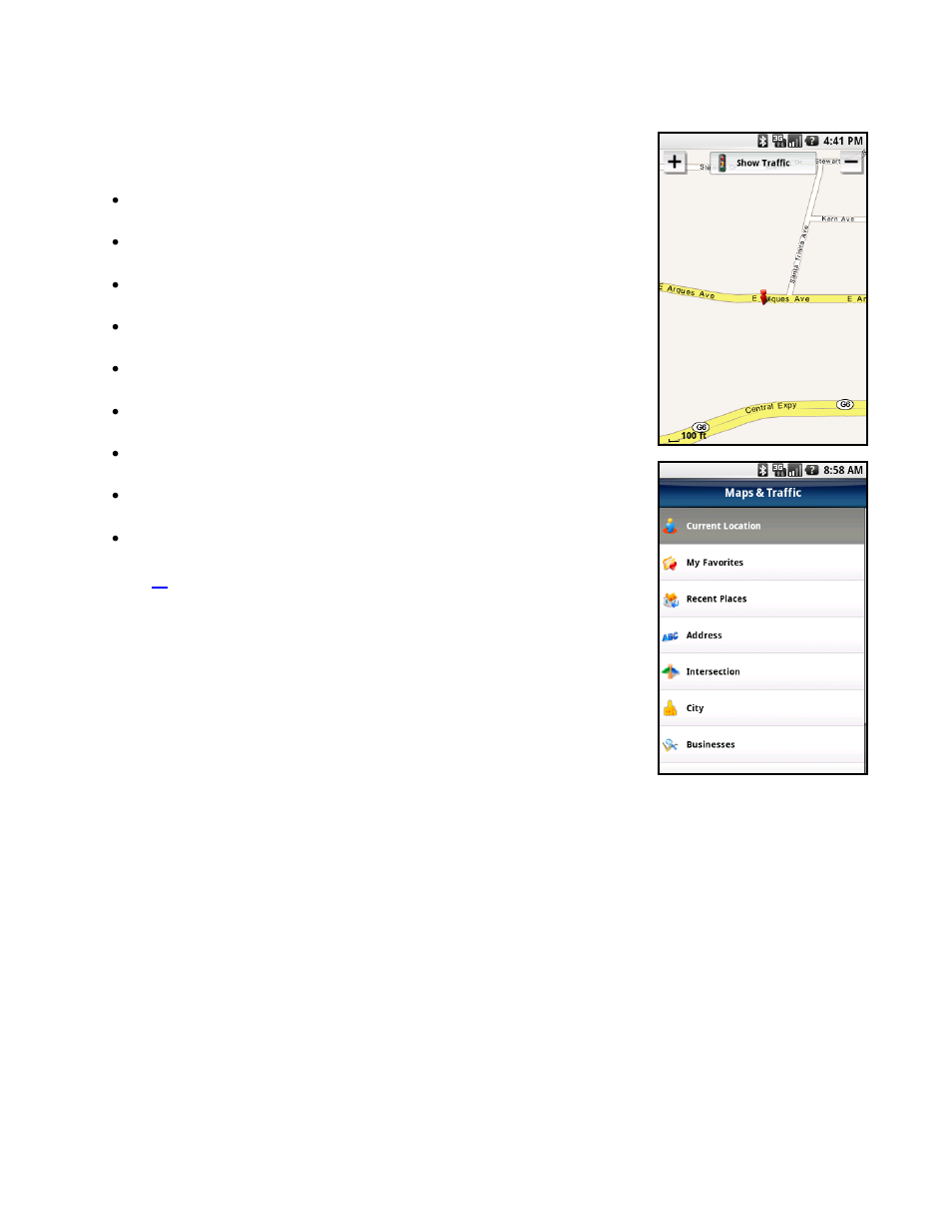 Maps & traffic menu | Telenav for T-Mobile Supported Devices: v5.5 for Android devices User Manual | Page 15 / 71