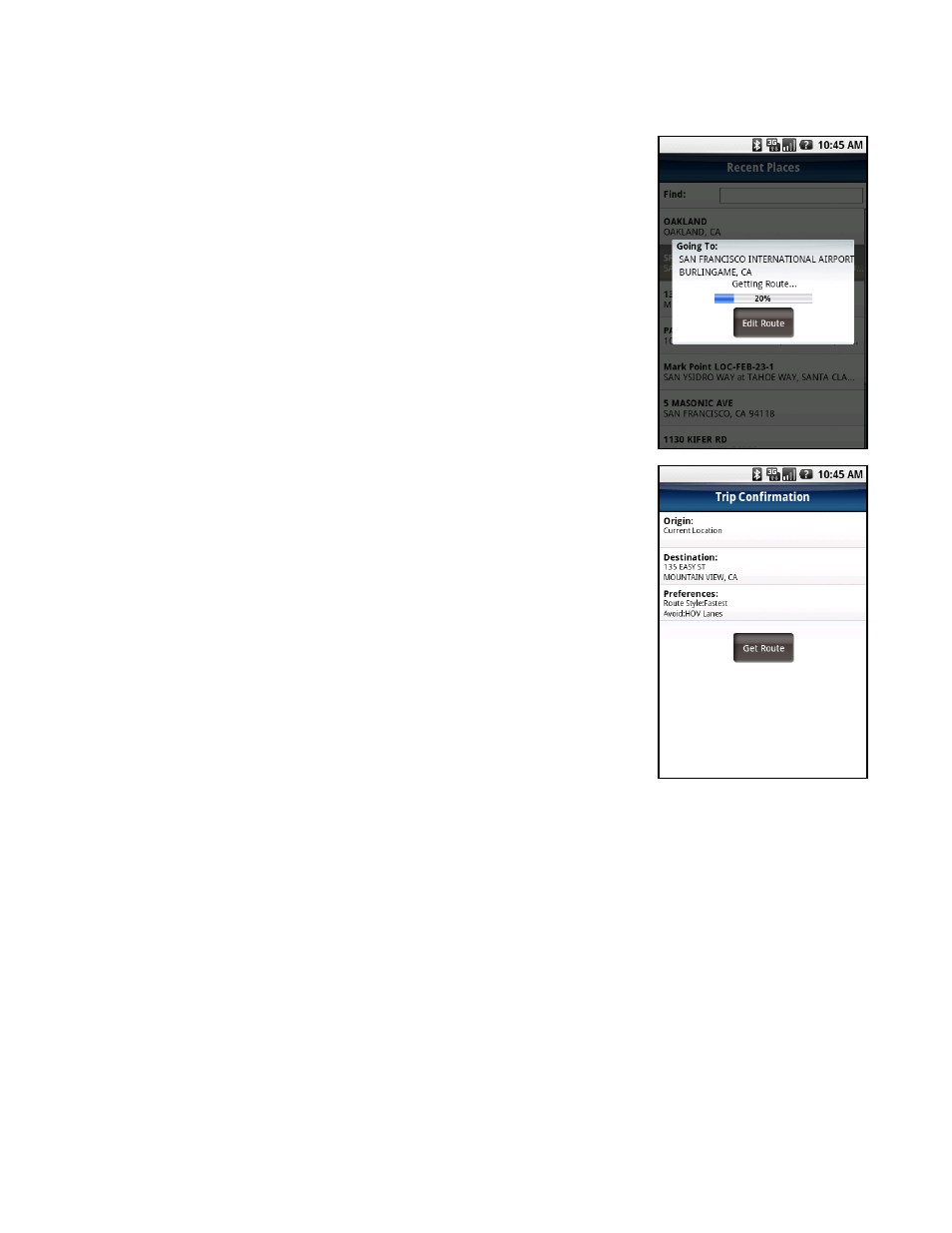 Going to screen | Telenav for T-Mobile Supported Devices: v5.5 for Android devices User Manual | Page 26 / 71