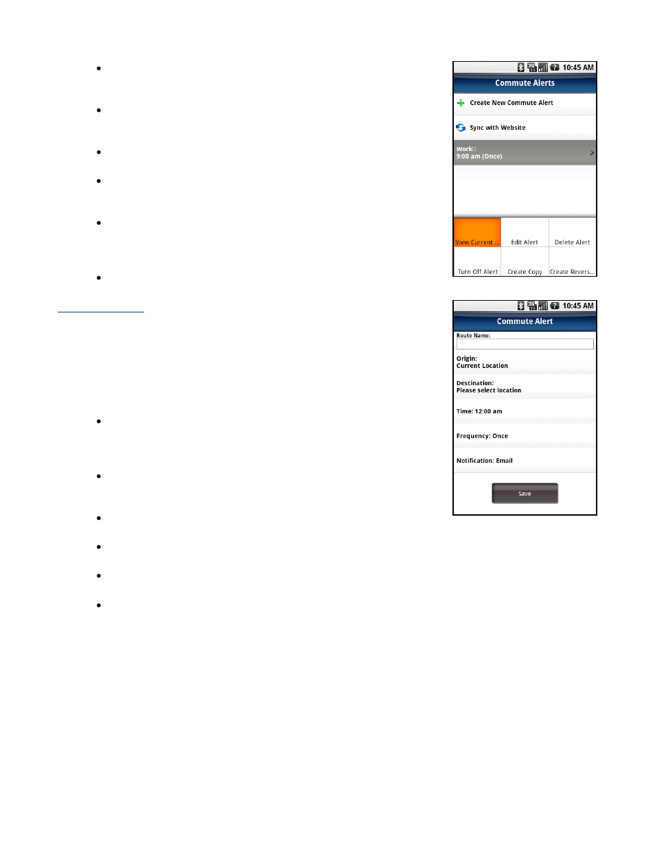 Create new alert | Telenav for T-Mobile Supported Devices: v5.5 for Android devices User Manual | Page 55 / 71
