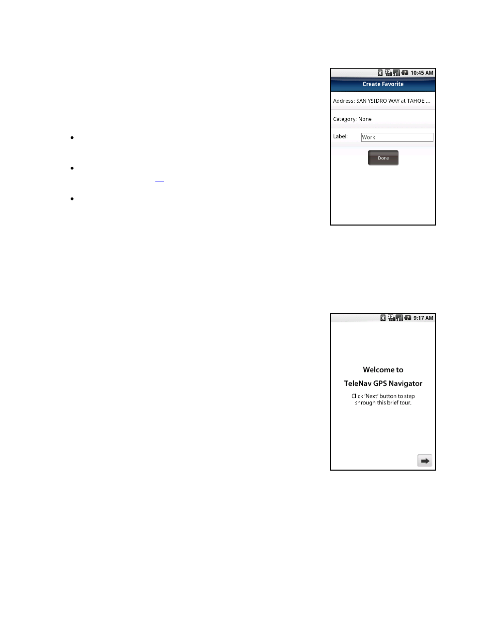 Record location, Product tour | Telenav for T-Mobile Supported Devices: v5.5 for Android devices User Manual | Page 58 / 71