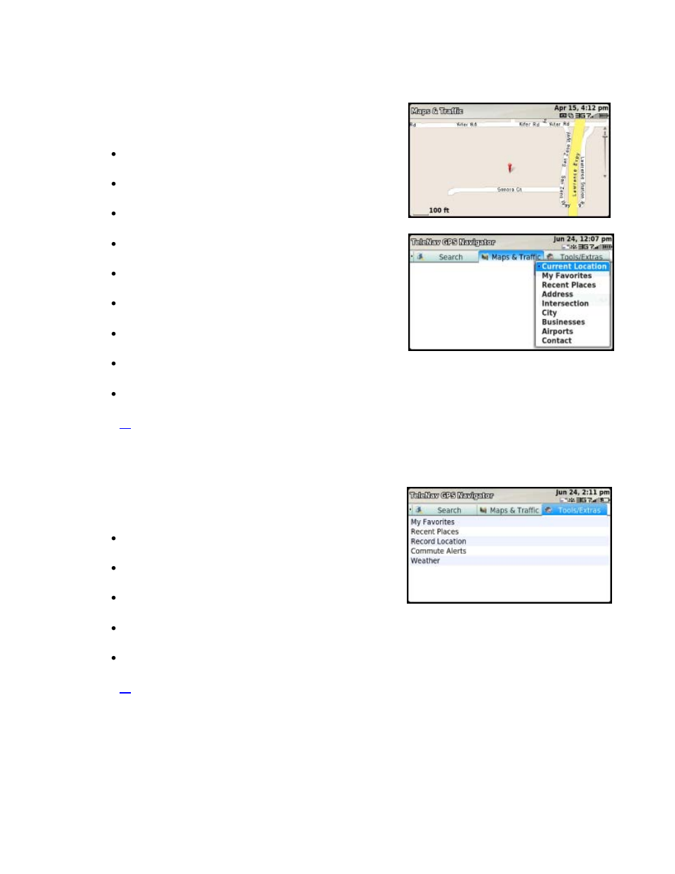 Maps & traffic tab, Tools/extras tab | Telenav for T-Mobile Supported Devices: v5.5 for T-Mobile Sidekick LX User Manual | Page 12 / 57