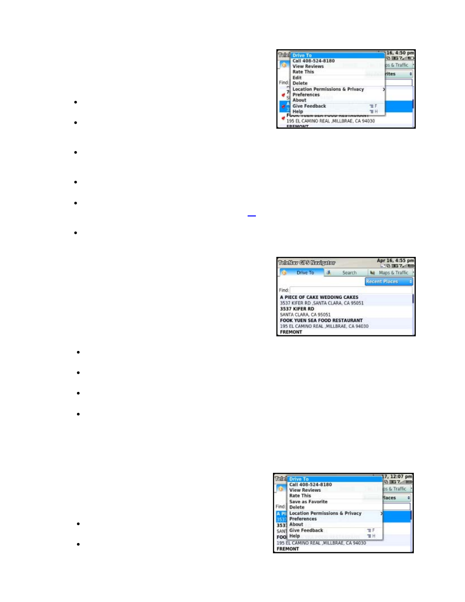 Recent places | Telenav for T-Mobile Supported Devices: v5.5 for T-Mobile Sidekick LX User Manual | Page 15 / 57