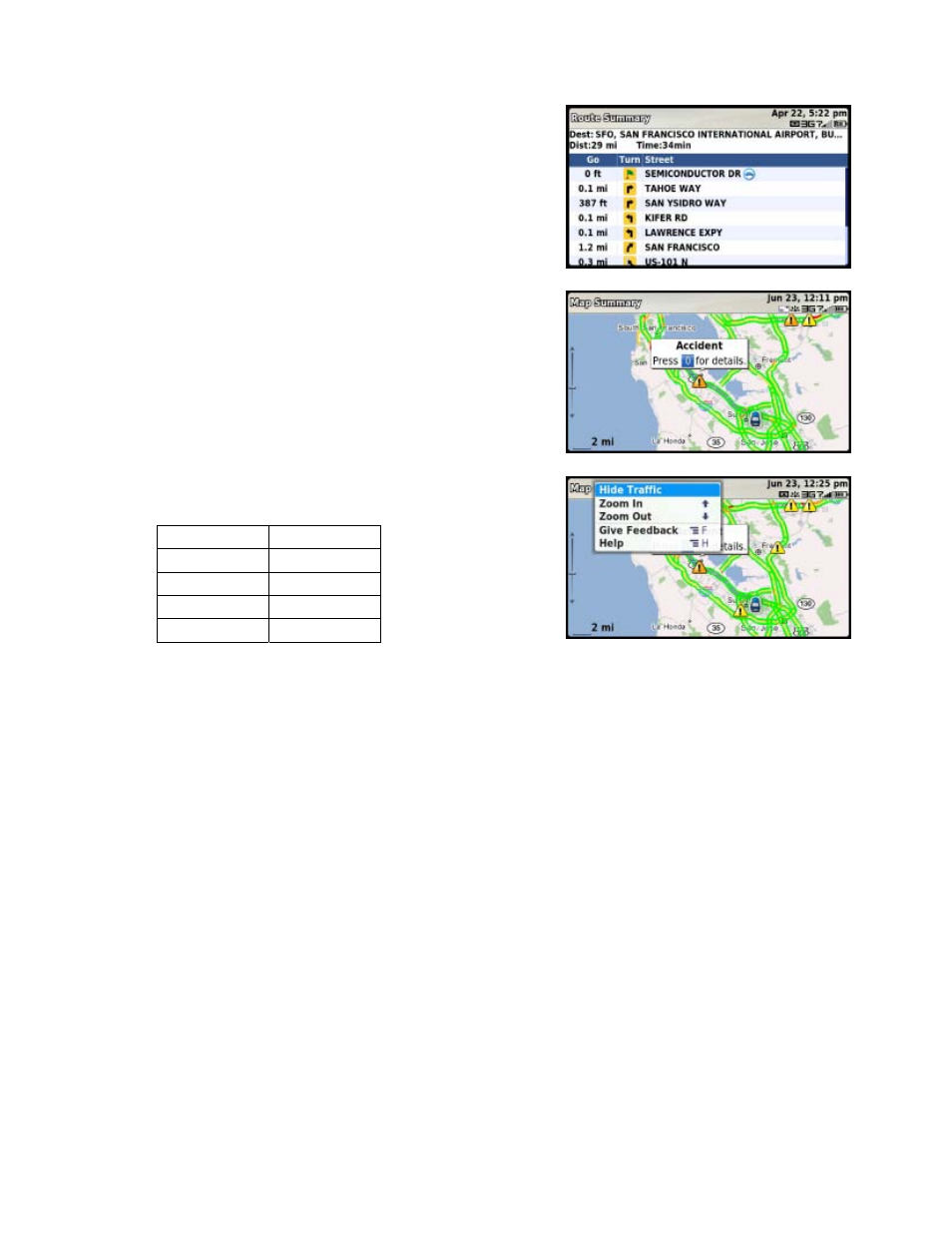 Route summary, Map summary | Telenav for T-Mobile Supported Devices: v5.5 for T-Mobile Sidekick LX User Manual | Page 27 / 57