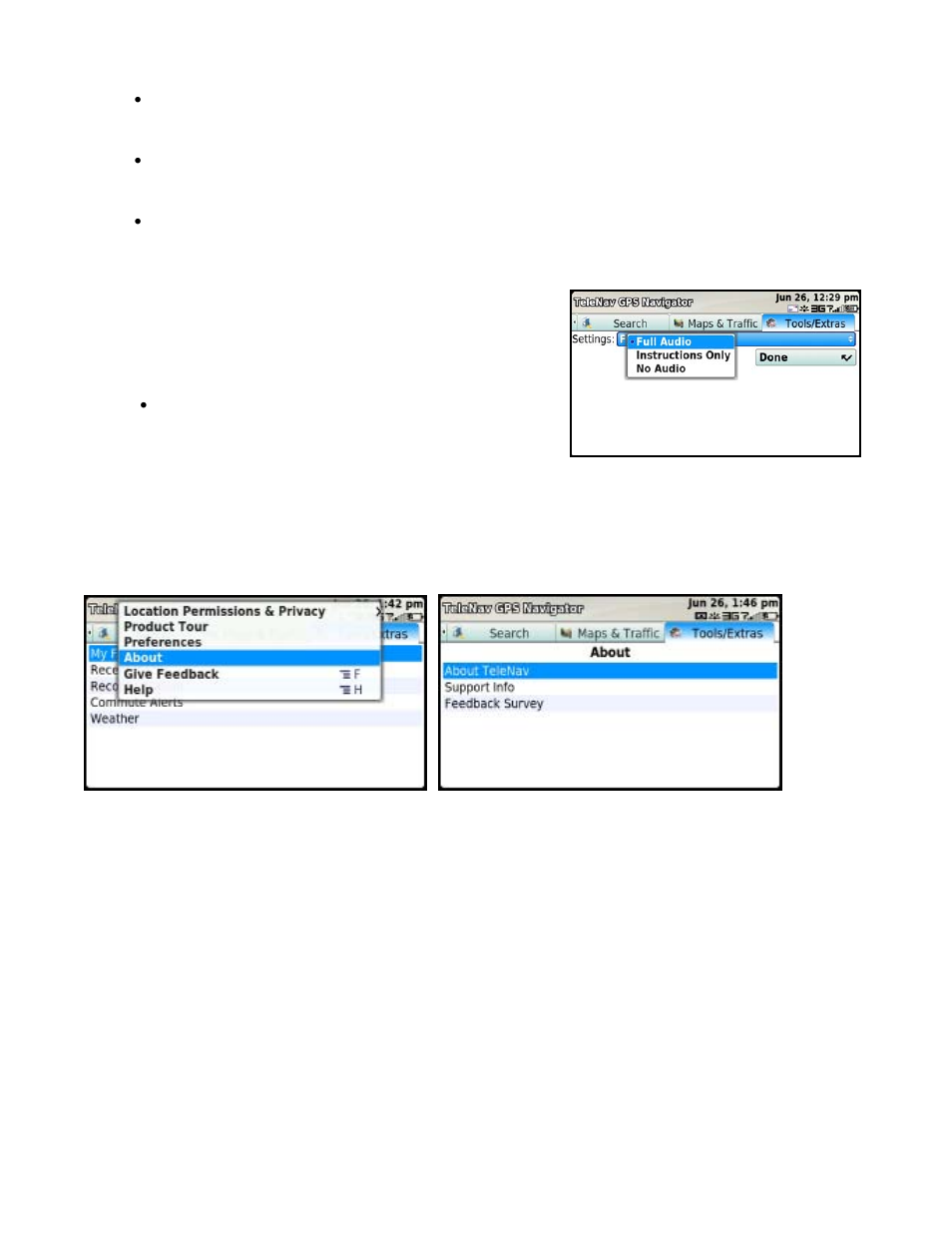 Navigation audio, About | Telenav for T-Mobile Supported Devices: v5.5 for T-Mobile Sidekick LX User Manual | Page 50 / 57