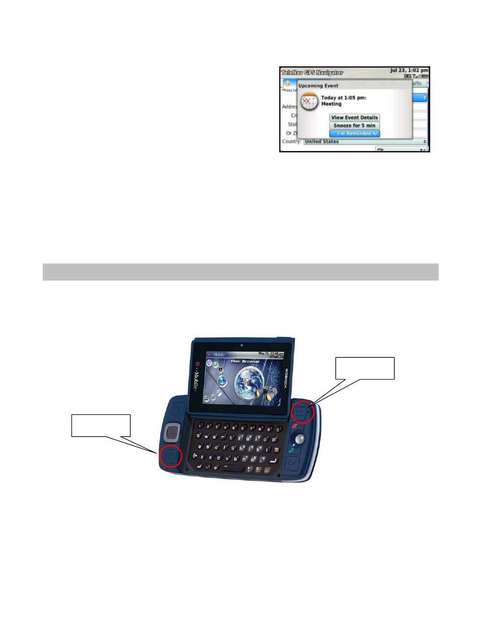 Calendar and e-mail events, Interruption of other services, Exiting telenav gps navigator | Telenav for T-Mobile Supported Devices: v5.5 for T-Mobile Sidekick LX User Manual | Page 53 / 57