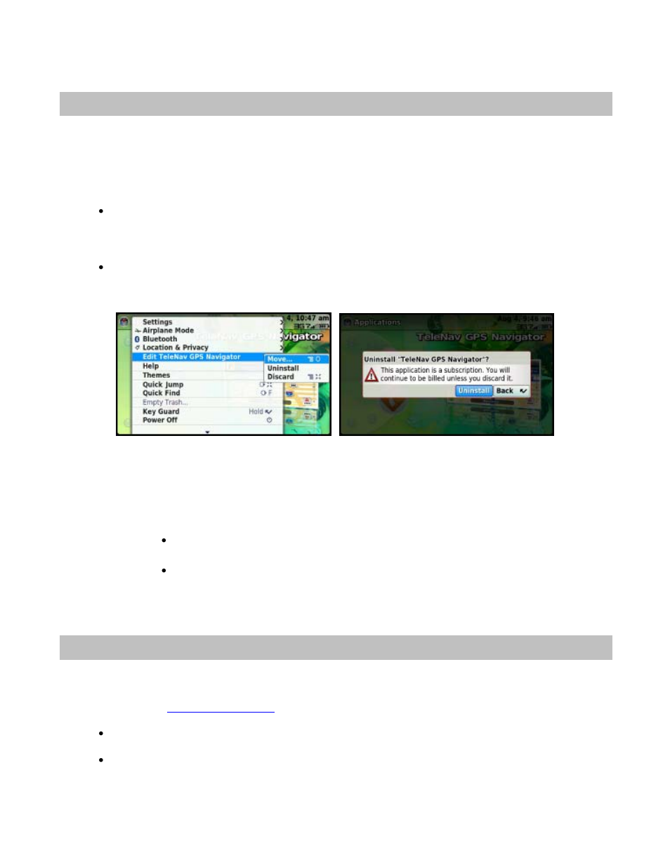 Removing and reinstalling telenav gps navigator, Removing telenav, Reinstalling telenav | The telenav website | Telenav for T-Mobile Supported Devices: v5.5 for T-Mobile Sidekick LX User Manual | Page 54 / 57