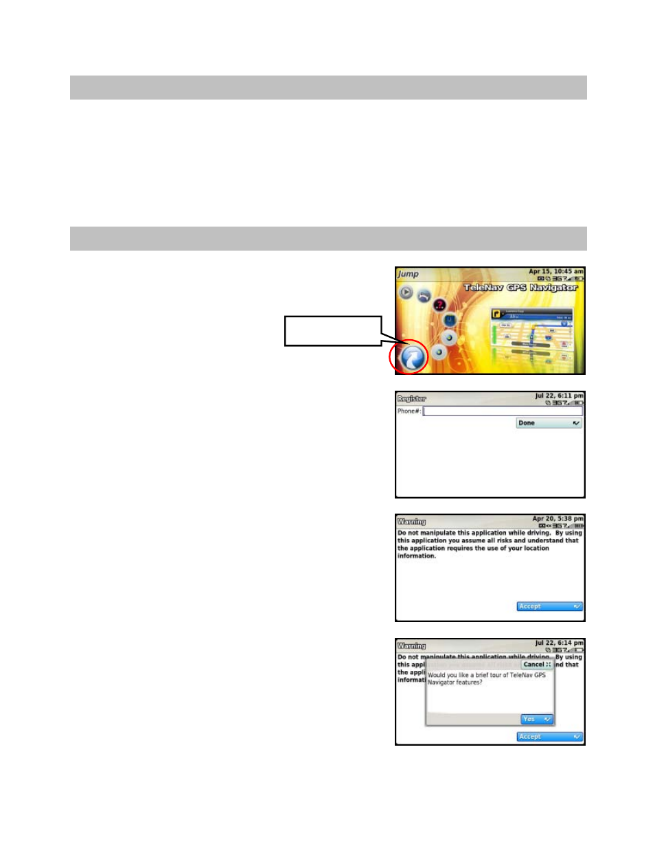 Getting started with telenav, Telenav account, Launching telenav | Telenav for T-Mobile Supported Devices: v5.5 for T-Mobile Sidekick LX User Manual | Page 9 / 57