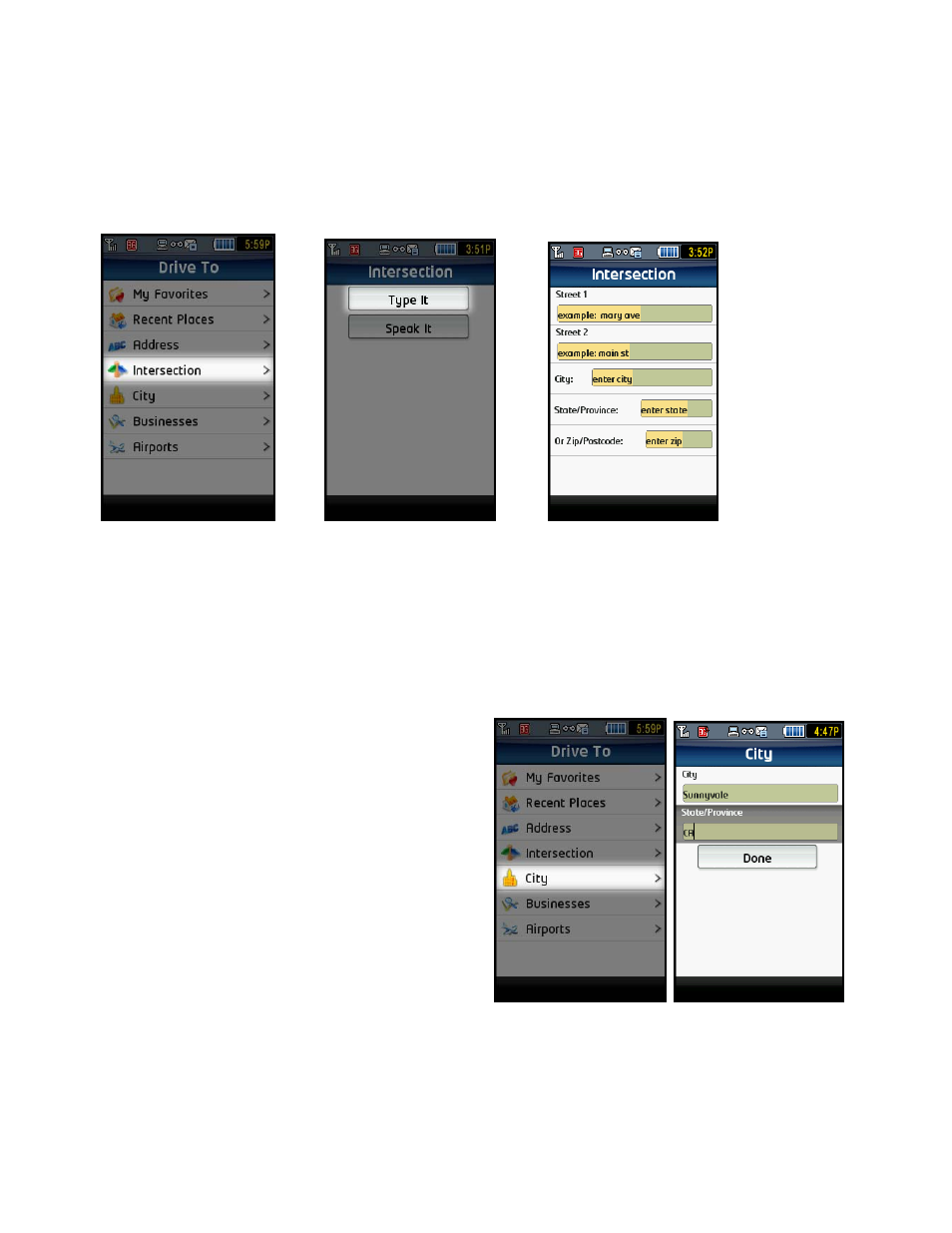 Intersection, City | Telenav for T-Mobile Supported Devices: v5.2 for J2ME touch screen devices User Manual | Page 23 / 70