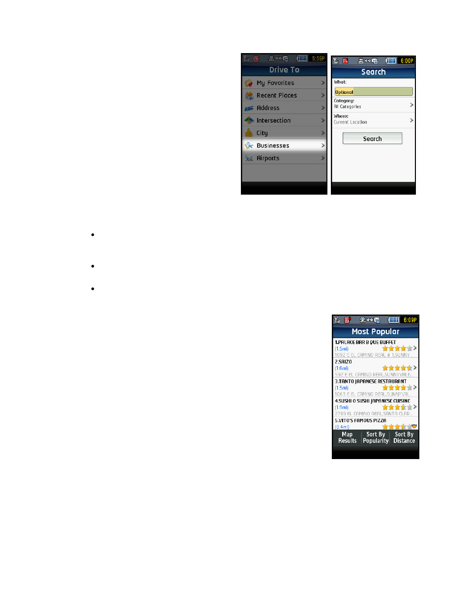 Businesses | Telenav for T-Mobile Supported Devices: v5.2 for J2ME touch screen devices User Manual | Page 24 / 70