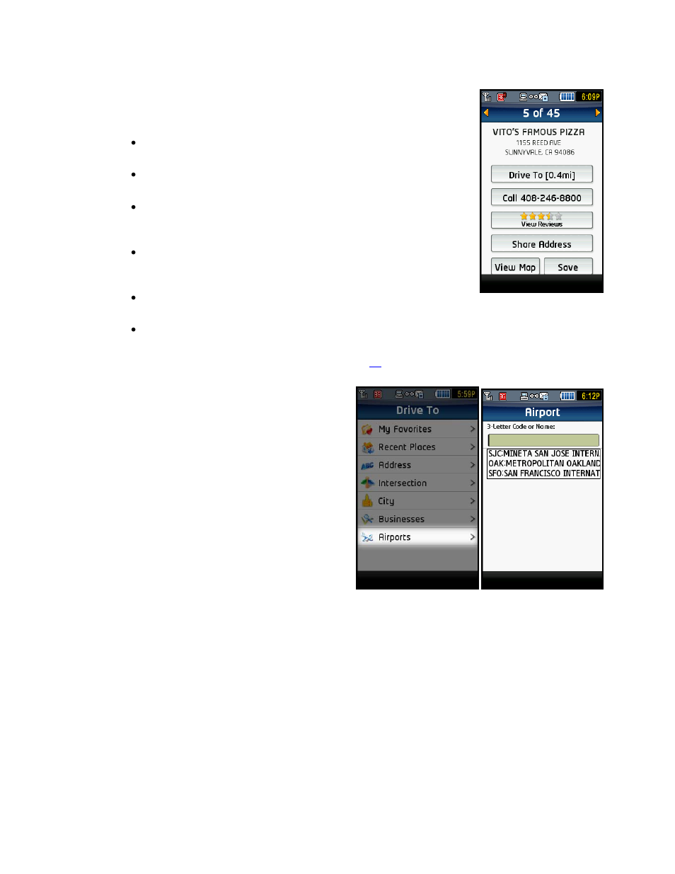 Airports | Telenav for T-Mobile Supported Devices: v5.2 for J2ME touch screen devices User Manual | Page 25 / 70