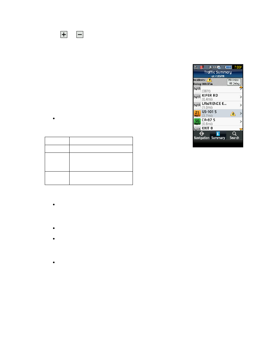 Traffic summary | Telenav for T-Mobile Supported Devices: v5.2 for J2ME touch screen devices User Manual | Page 32 / 70