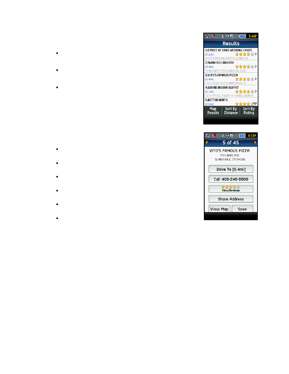 Map results | Telenav for T-Mobile Supported Devices: v5.2 for J2ME touch screen devices User Manual | Page 38 / 70