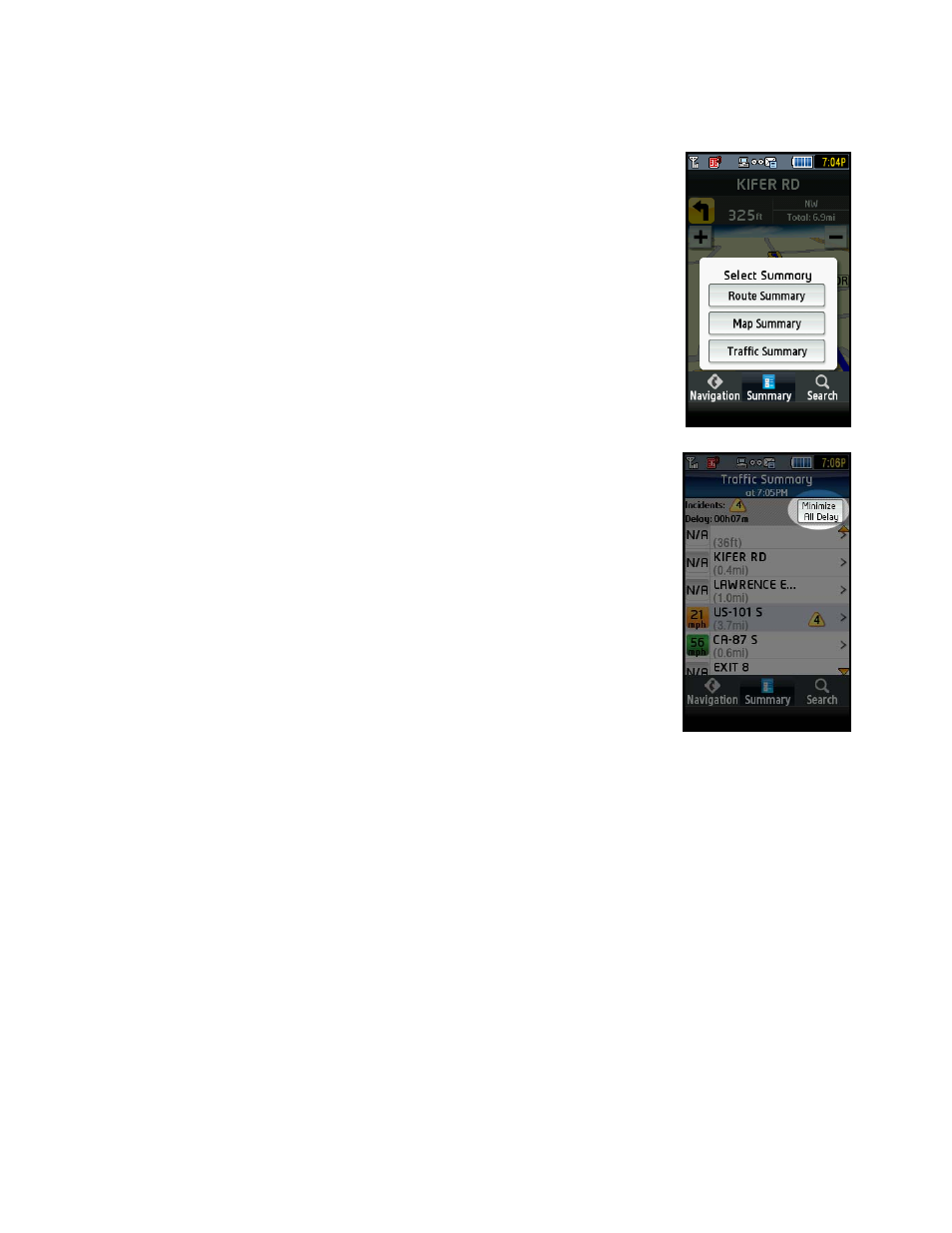 Re-routing options, Manual | Telenav for T-Mobile Supported Devices: v5.2 for Samsung T929 User Manual | Page 33 / 69