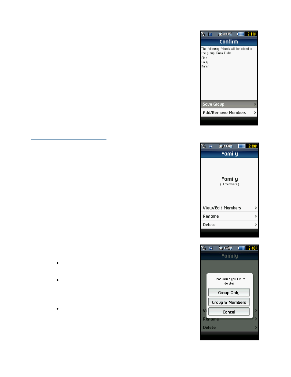 Add or delete groups or contacts | Telenav for T-Mobile Supported Devices: v5.2 for Samsung T929 User Manual | Page 58 / 69