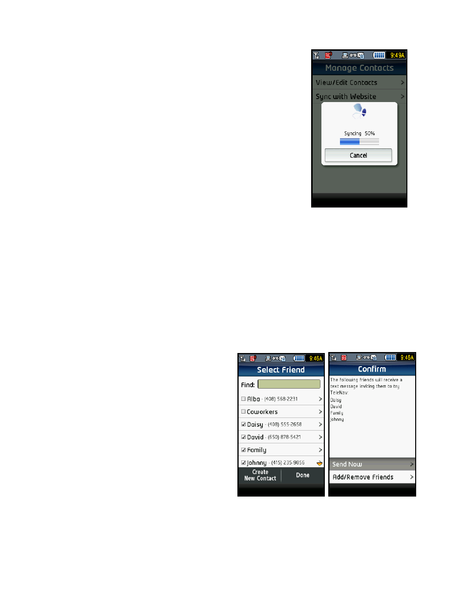 Sync with website, Refer a friend | Telenav for T-Mobile Supported Devices: v5.2 for Samsung T929 User Manual | Page 59 / 69