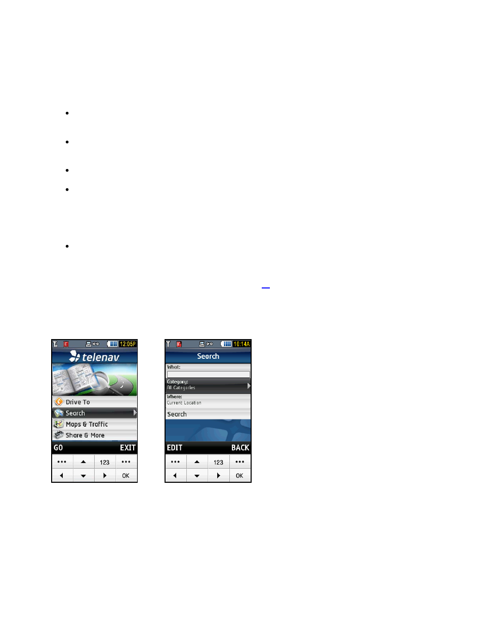 Search menu | Telenav for T-Mobile Supported Devices: v5.2 for Samsung T919 Users Guide User Manual | Page 13 / 60
