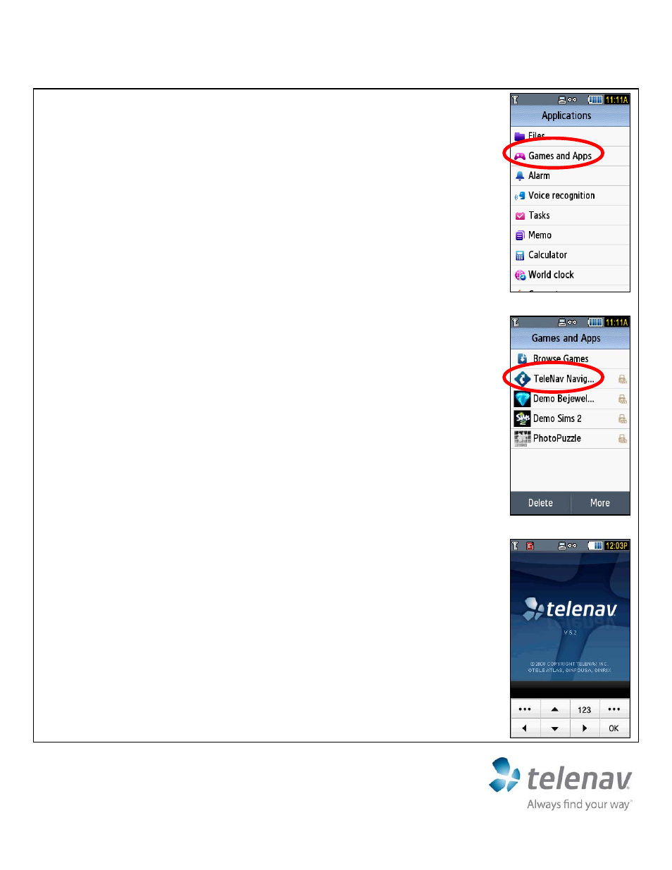 Quick-start guide for t-mobile samsung t919 | Telenav for T-Mobile Supported Devices: v5.2 for Samsung T919 Quick Start Guide User Manual | Page 2 / 4