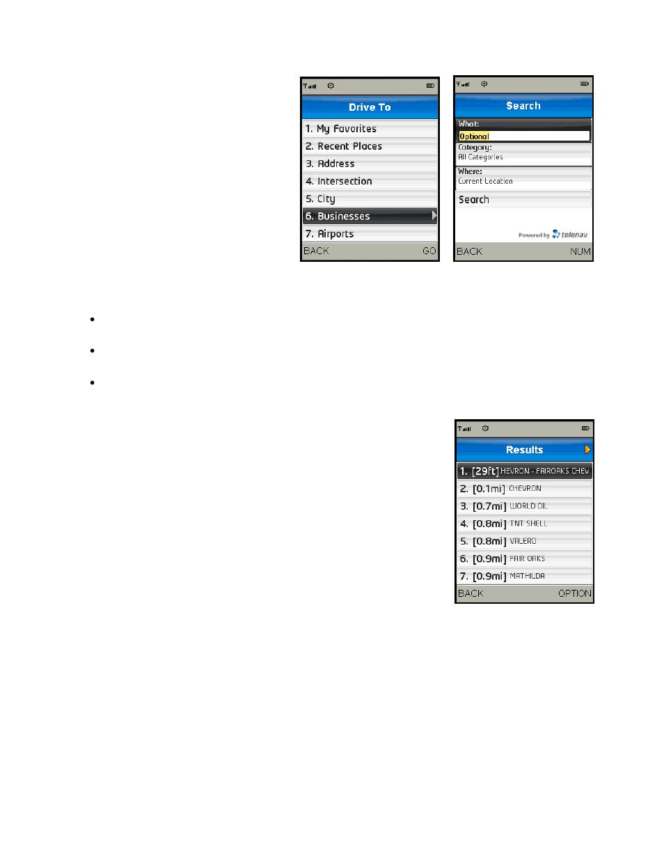 Businesses | Telenav for T-Mobile Supported Devices: v5.2 for J2ME; Sony-Ericsson TM506 Users Guide User Manual | Page 24 / 58