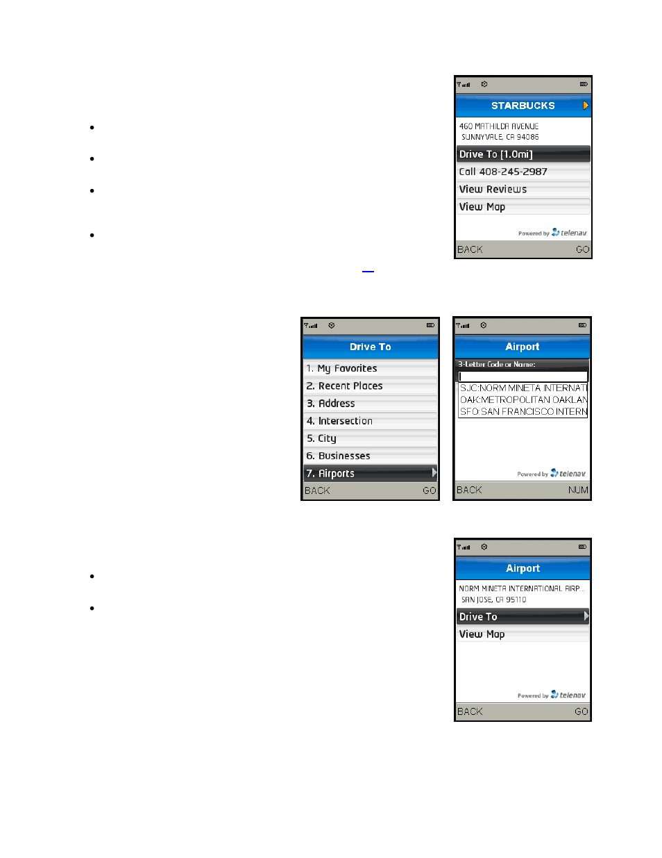 Airports | Telenav for T-Mobile Supported Devices: v5.2 for J2ME; Sony-Ericsson TM506 Users Guide User Manual | Page 25 / 58