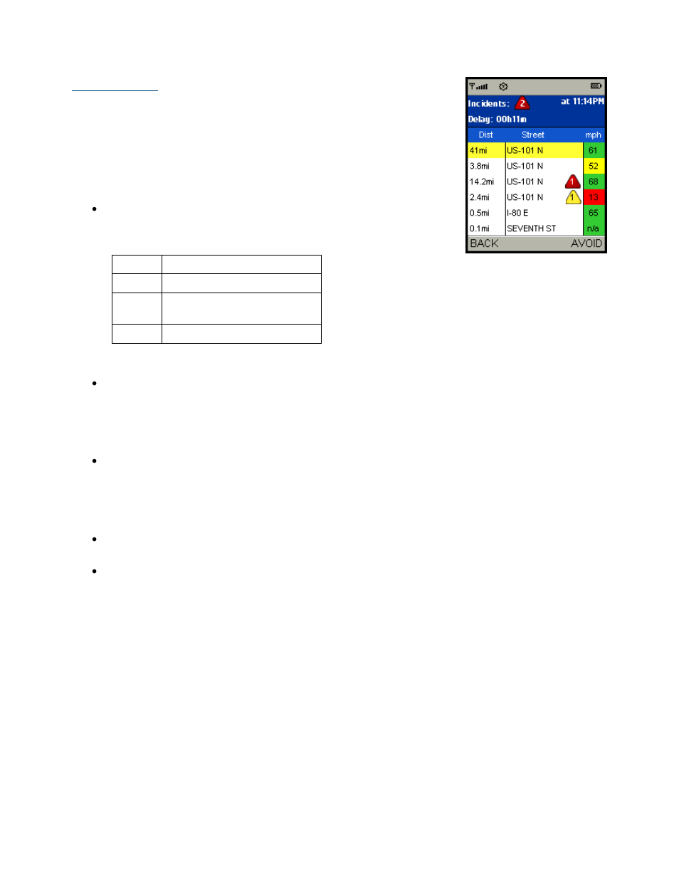 Traffic summary | Telenav for T-Mobile Supported Devices: v5.2 for J2ME; Sony-Ericsson TM506 Users Guide User Manual | Page 33 / 58