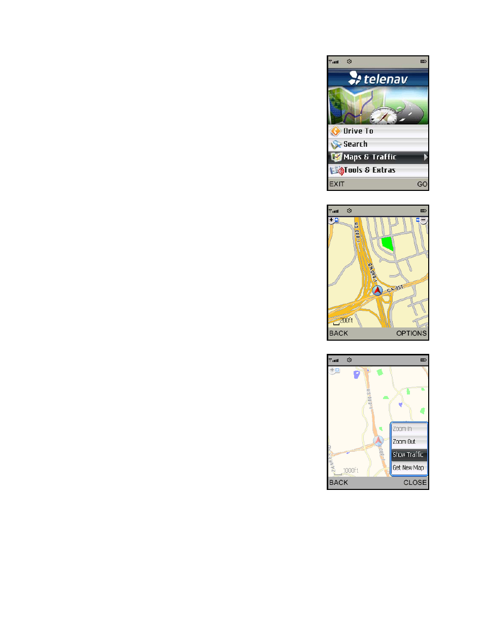 Check traffic | Telenav for T-Mobile Supported Devices: v5.2 for J2ME; Sony-Ericsson TM506 Users Guide User Manual | Page 43 / 58
