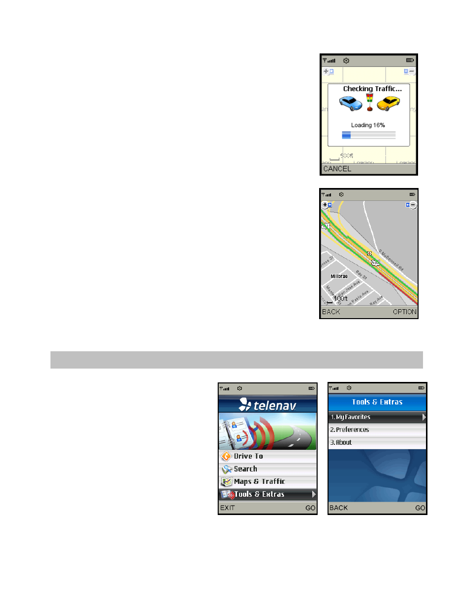 Tools & extras menu | Telenav for T-Mobile Supported Devices: v5.2 for J2ME; Sony-Ericsson TM506 Users Guide User Manual | Page 44 / 58