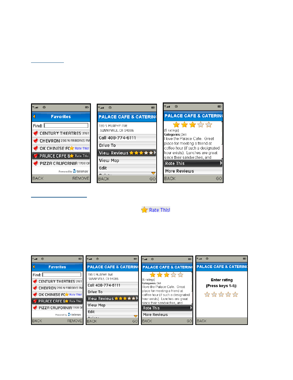 Read reviews, Submit your own rating | Telenav for T-Mobile Supported Devices: v5.2 for J2ME; Sony-Ericsson TM506 Users Guide User Manual | Page 48 / 58