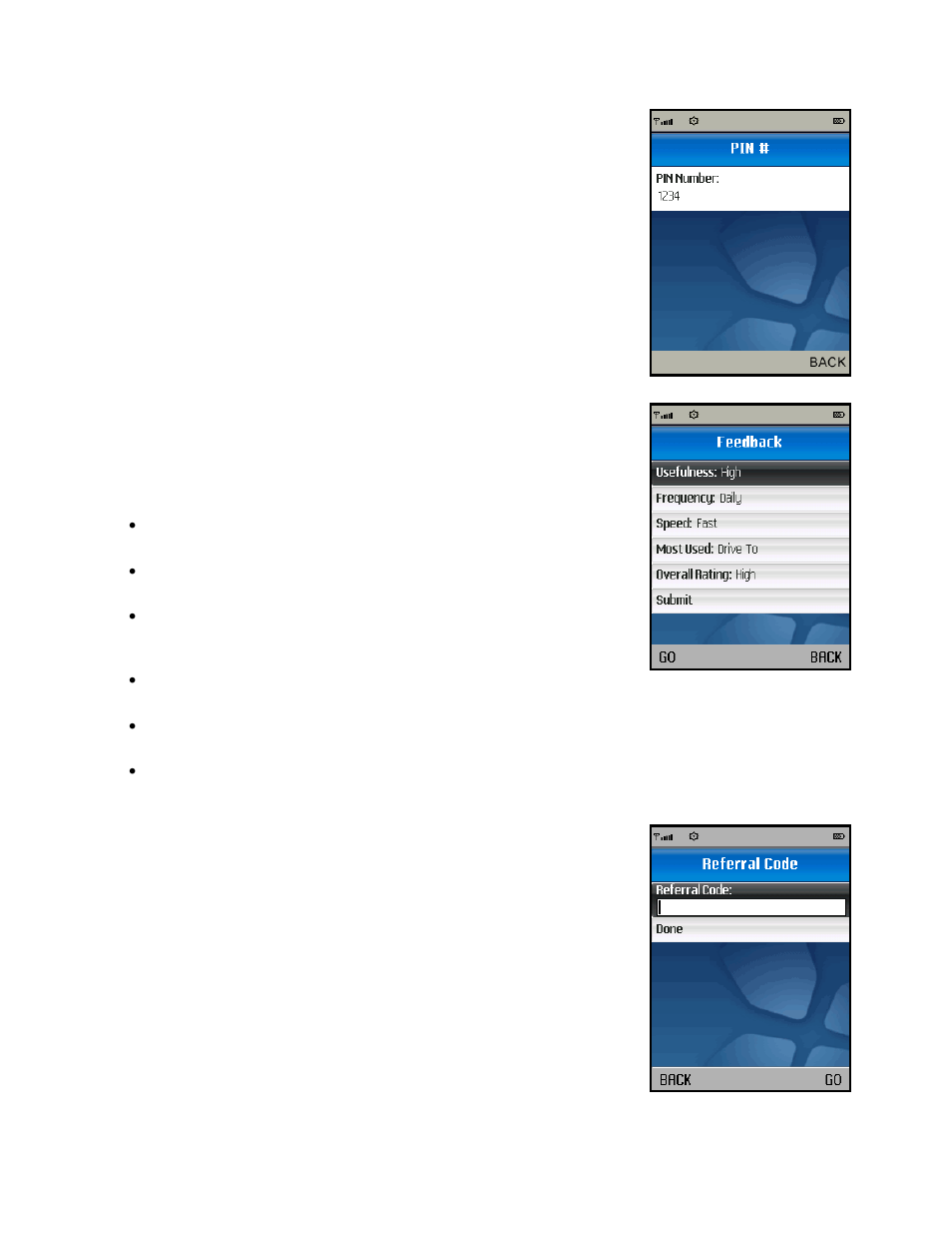 Your pin number, Give feedback, Referral code | Telenav for T-Mobile Supported Devices: v5.2 for J2ME; Sony-Ericsson TM506 Users Guide User Manual | Page 51 / 58