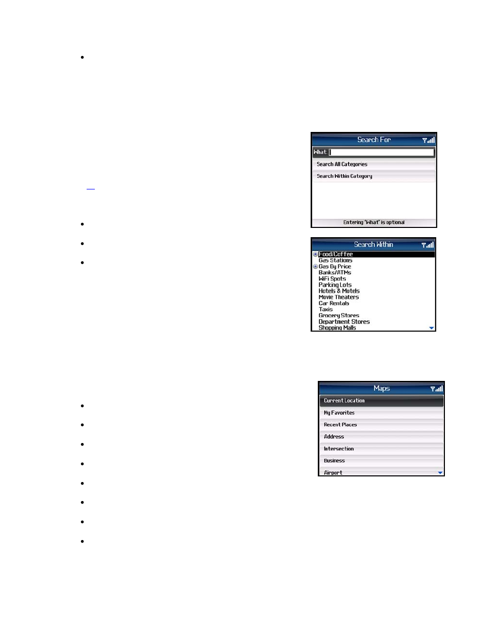 Directory menu, Maps & traffic menu, Drive to menu | Telenav for T-Mobile Supported Devices: v5.1 for BlackBerry smartphones Users Guide User Manual | Page 12 / 51