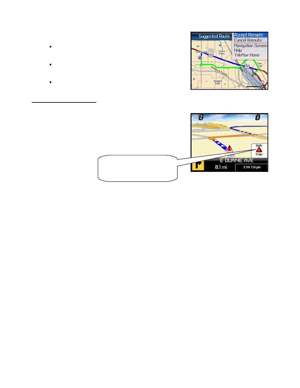 Avoid ahead (audio detour) | Telenav for T-Mobile Supported Devices: v5.1 for BlackBerry smartphones Users Guide User Manual | Page 33 / 51