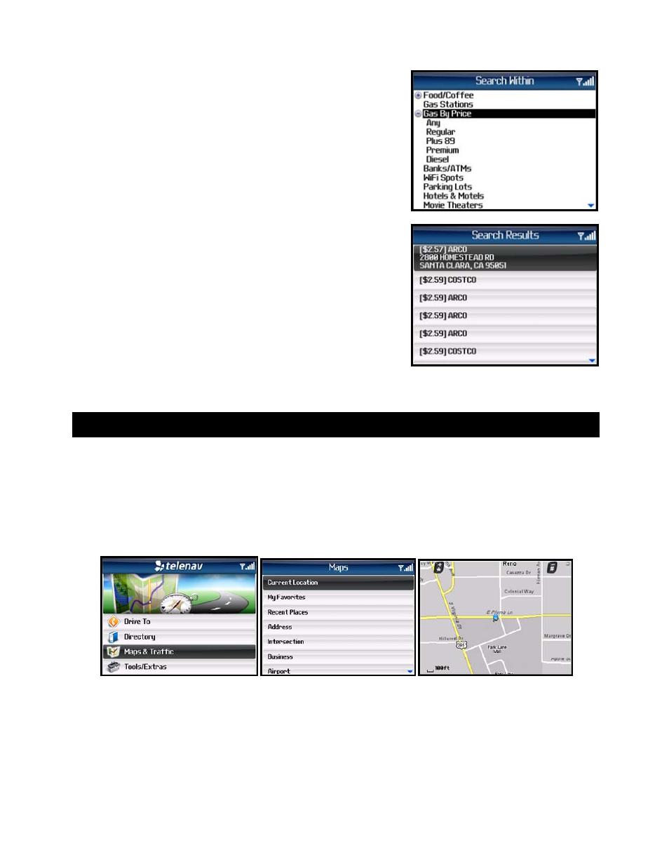 Maps & traffic menu | Telenav for T-Mobile Supported Devices: v5.1 for BlackBerry smartphones Users Guide User Manual | Page 37 / 51