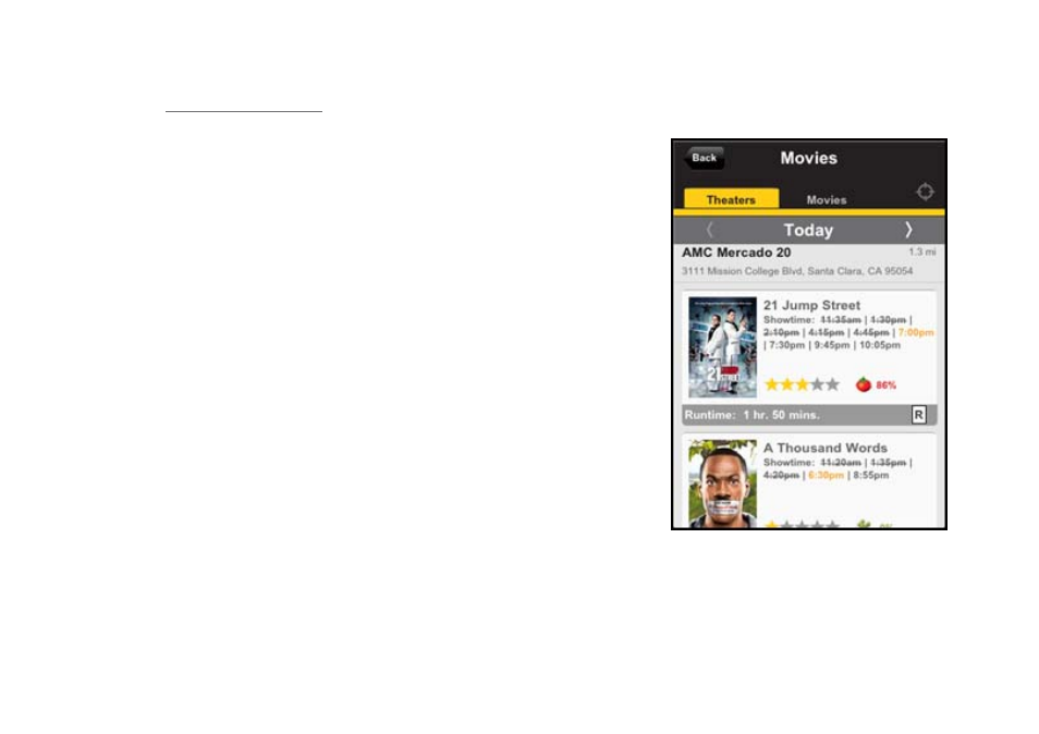 Search by theaters | Telenav for iPhone (open market) Supported Devices: v7.0 User Manual | Page 104 / 153