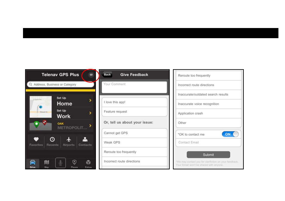 Feedback | Telenav for iPhone (open market) Supported Devices: v7.0 User Manual | Page 139 / 153