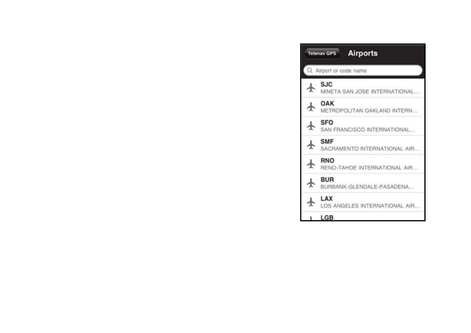 6 airports | Telenav for iPhone (open market) Supported Devices: v7.0 User Manual | Page 42 / 153